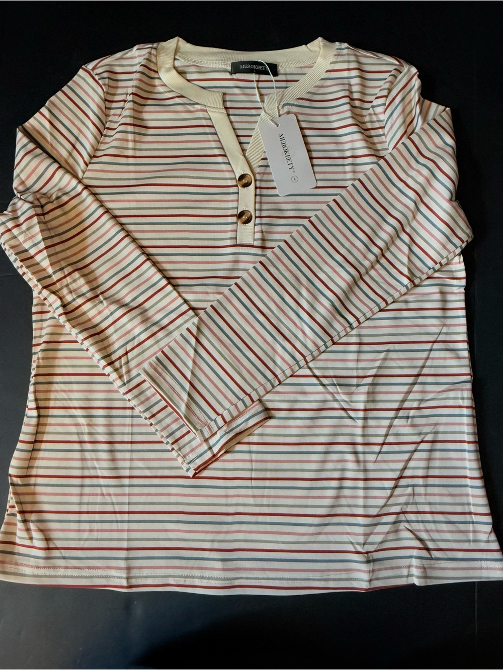 Madewell Cream Striped Long-Sleeve Henley Top